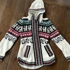 Adorable little girls, zipper hooded cardigan with llamas ￼SZ 4-5